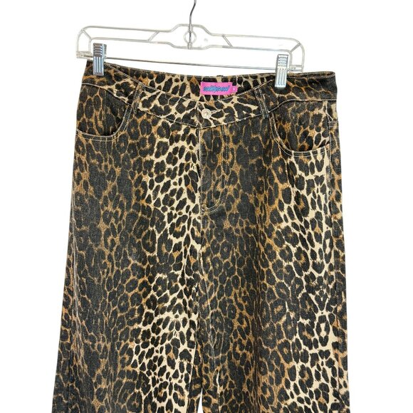 Edikted Leopard Print Mid Rise Straight Leg Jeans - Size M - Picture 5 of 9